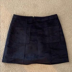Navy blue high waisted velvet skirt